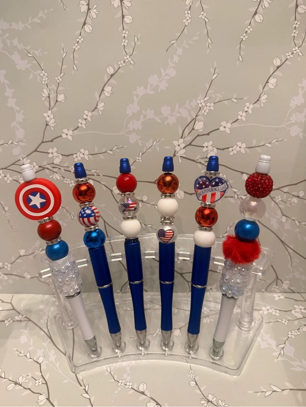 Patriotic Red White Blue Beaded